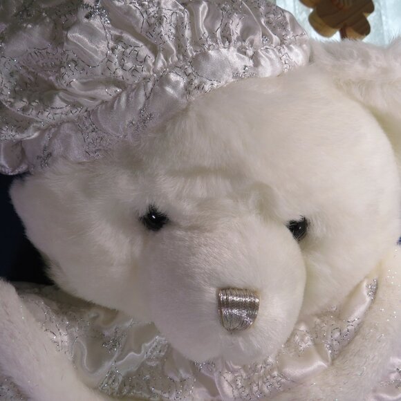 Plush Teddy Bear Stocking White & Silver - Picture 6 of 13